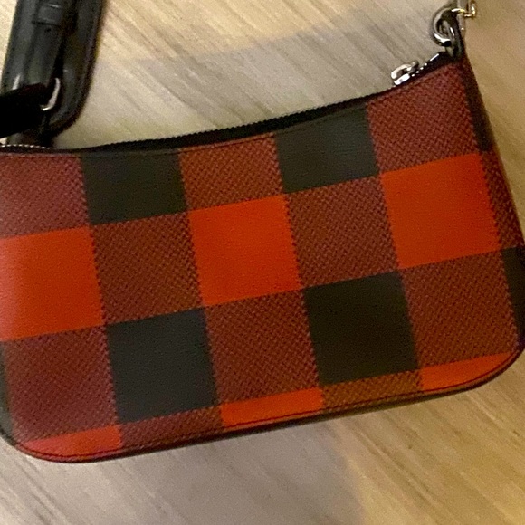 Coach Jes Baguette Crossbody Black/Red Buffalo Plaid Print - Picture 5 of 7